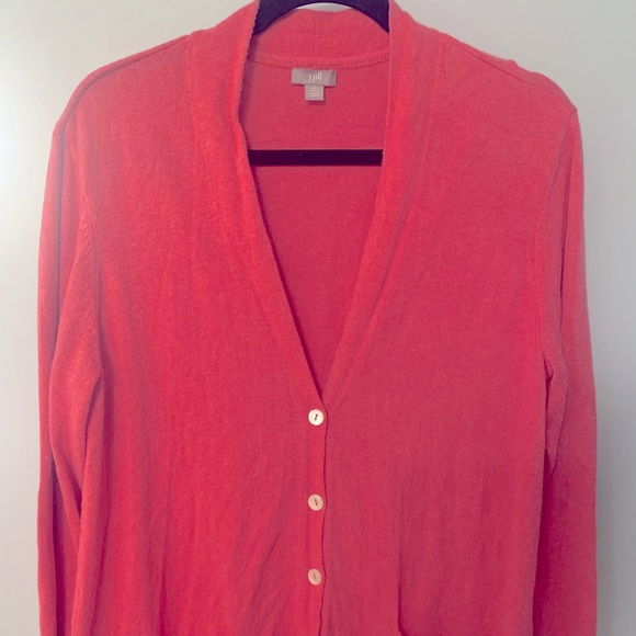 Coral J. Jill Button Up Cardigan Medium Petite with pockets - Picture 1 of 8